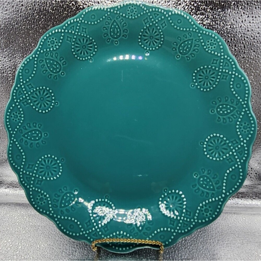 Pioneer Woman Teal Cowgirl Lace Dinner Plates (Set of 4) READ LISTING! - Picture 6 of 16